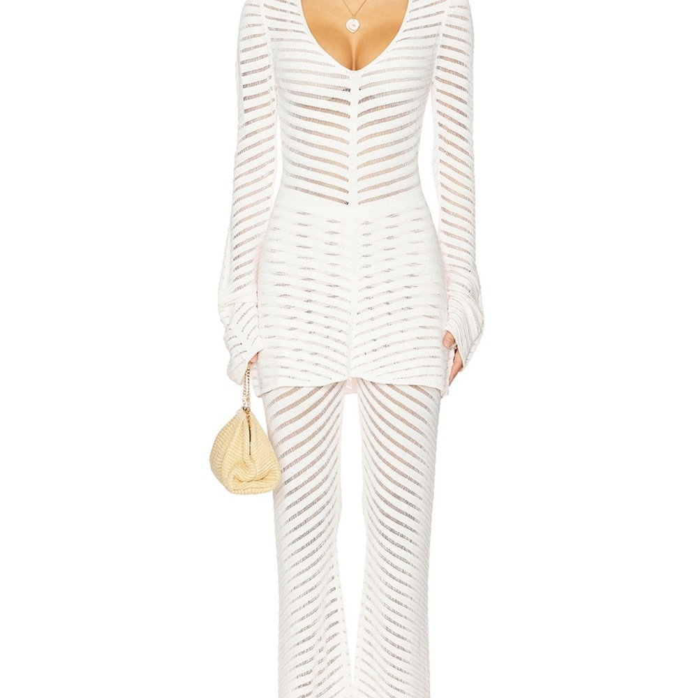 DEVON WINDSOR White Sheer Striped Jumpsuit